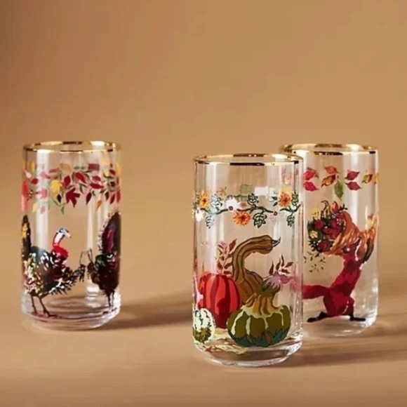 NWT Anthropologie Inslee Fariss Thanksgiving Fox Juice Glass - Picture 2 of 2